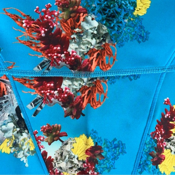 Ivy Park x Adidas Blue Floral Printed Striped Women Leggings Size M - Picture 2 of 14